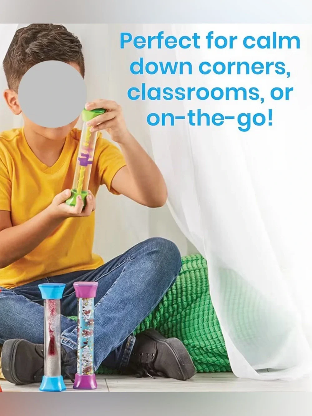 3 hand2mind Sensory Tubes,Travel, Quiet Fidgets, Calm, Anxiety Relief, Classroom